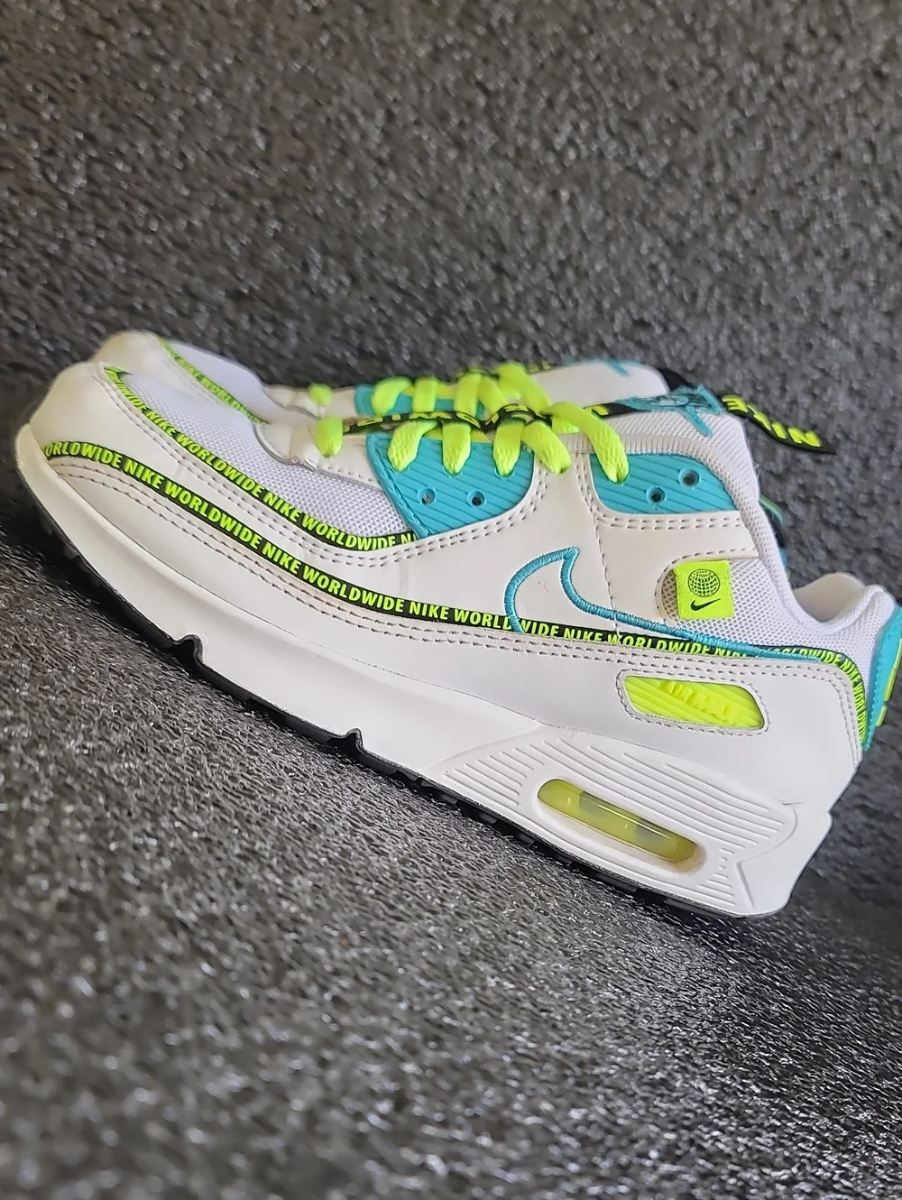 Nike Air Max 90 SE 🔥🔥 'Worldwide Pack-Blue Fury Volt' Wmns 6.5 Fast Shipping
